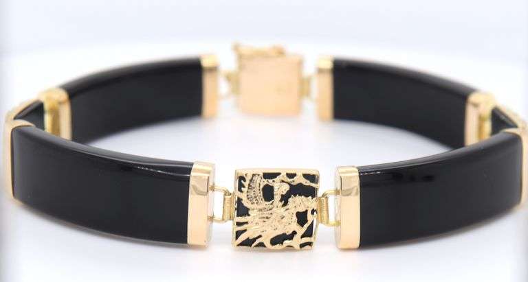 Favorite Yellow Gold Black Onyx Good Fortune Bracelet