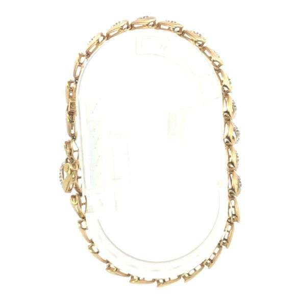 10K Yellow Gold Diamond Encrusted Heart Link Tennis Bracelet
