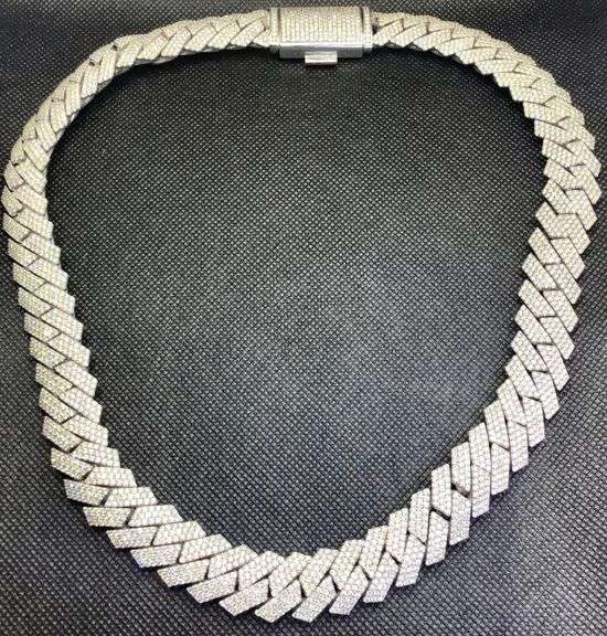MESMERIZING AND IMPRESSIVE WHITE GOLD PAVE SET DIAMOND MIAMI CUBAN LINK CHAIN, 45.00 C.T.W.