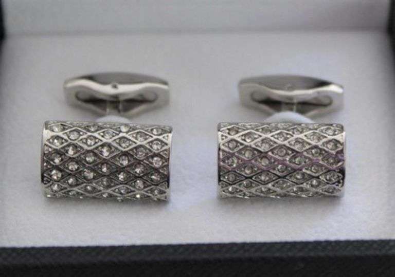 Silver color Jeweled Style Cufflinks By Carelli