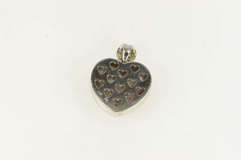 14K White Gold Red Enamel Pave Diamond Heart Pendant