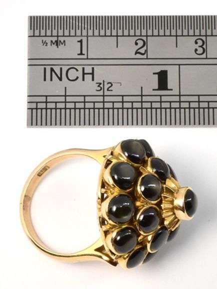 Neat Black Star Sapphire Pyramid Ring