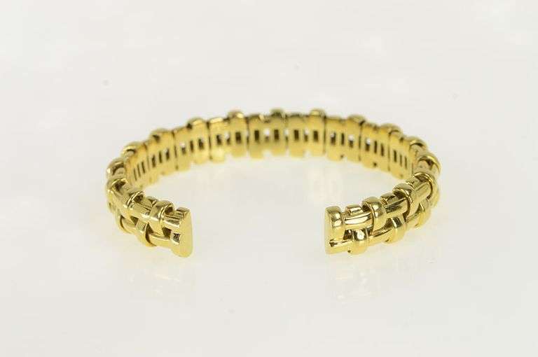 18K Yellow Gold Tiffany & Co Basket Vanerie 2002 Cuff Bracelet