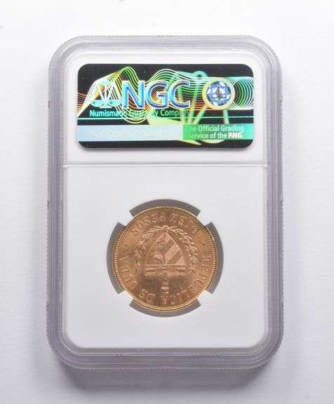 MS62+ 1916 Cuba Gold 10 Pesos NGC