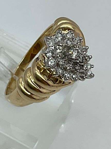 CERTIFIED 14K YELLLOW GOLD AND DIAMOND RING.