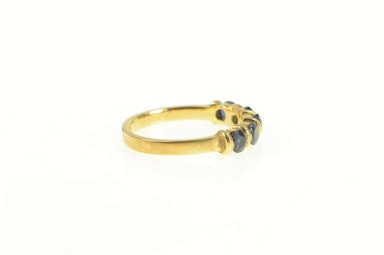14K Yellow Gold Five Stone Natural Sapphire Stackable Band Ring