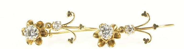 14K Yellow Gold 1.10 Ctw 1950's Diamond Gypsy Dangle Earrings