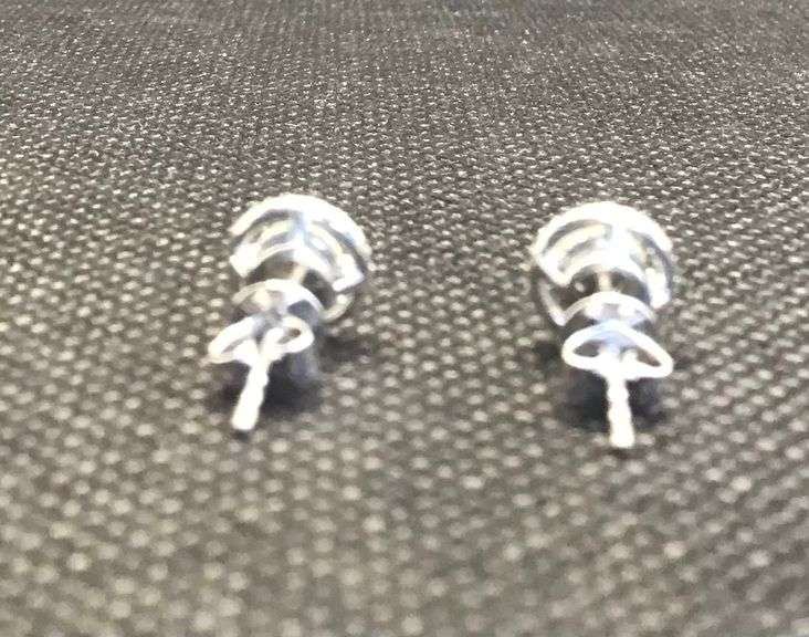 BEWITCHING 18K WHITE GOLD HALO SET LAB DIAMOND STUD EARRINGS