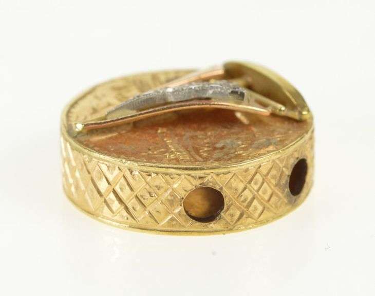 14K Yellow Gold Diamond Sail Boat Victorian Slide Bracelet Charm