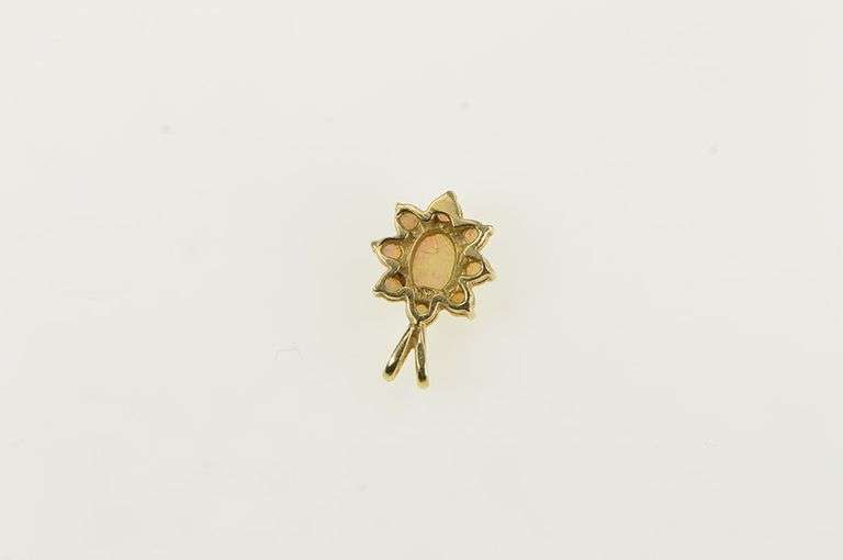 14K Yellow Gold Oval Natural Opal Halo Vintage Pendant