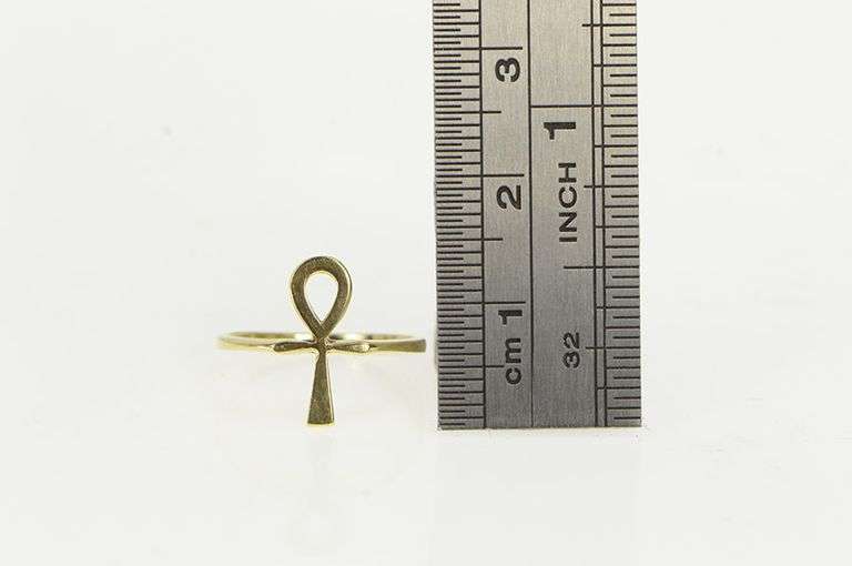 14K Yellow Gold Ankh Ancient Egyptian Life Symbol African Ring