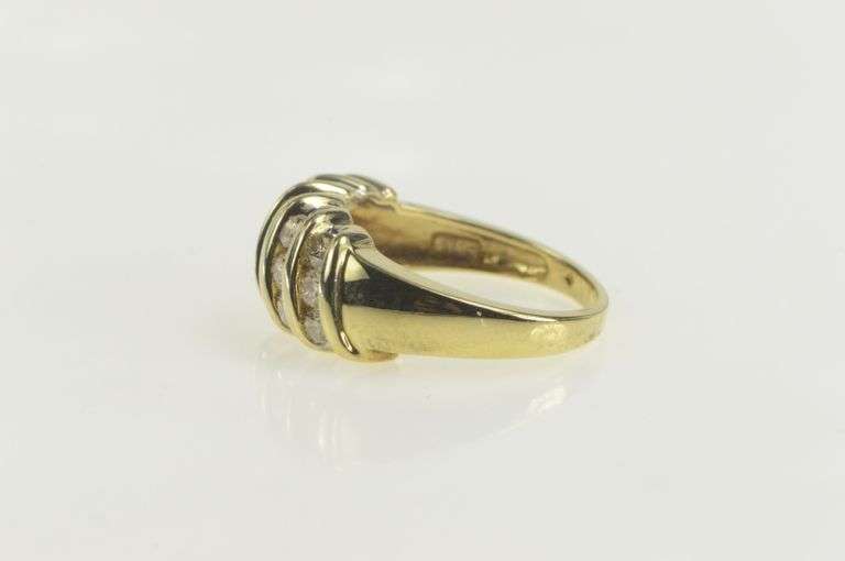 10K Yellow Gold 0.90 Ctw Fancy Diamond Striped Statement Band Ring
