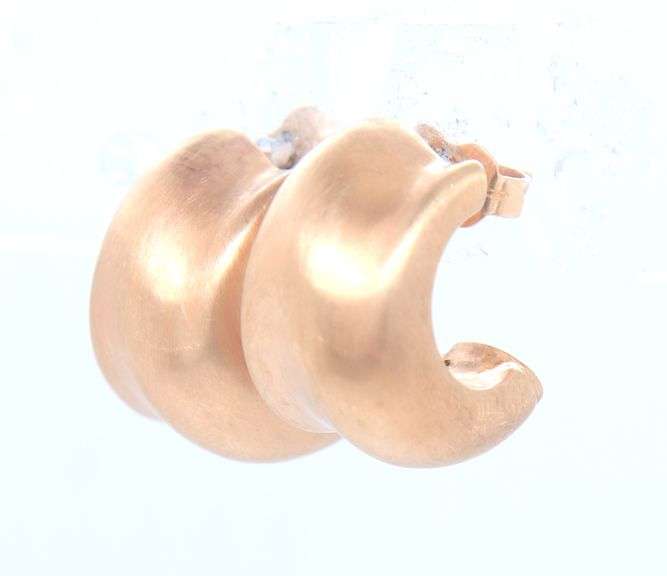 Nice 18kt Rose Gold Textured Half Hoop Earrings