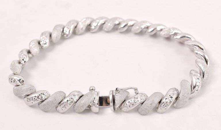Superb 14K White Gold Fancy Link Bracelet