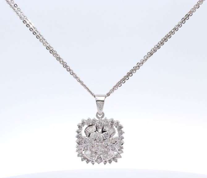 1.30ctw Mixed Diamond Frame Multi Strand Pendant Necklace in 14K