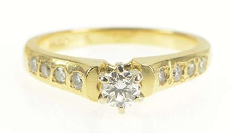 14K Yellow Gold 0.51 Ctw Diamond Classic Engagement Ring
