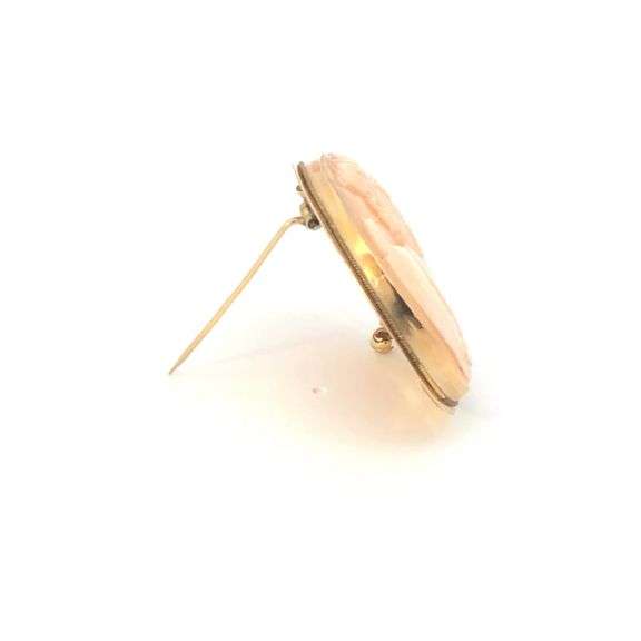 18K Yellow Gold Carved Shell Cameo Classic Vintage Lady Pin/Brooch