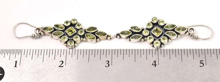 Sterling Silver Peridot Dangle Earrings