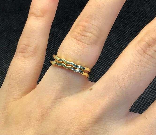 GORGEOUS 14K YELLOW GOLD TRIPLE RING DIAMOND ENGAGEMENT RING
