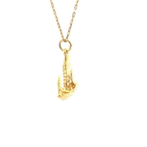 18K Yellow Gold 3D Chinese Sail Boat Ornate Ship Charm/Pendant