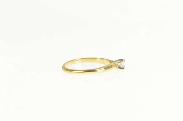 18K Yellow Gold Diamond Solitaire Classic Simple Engagement Ring