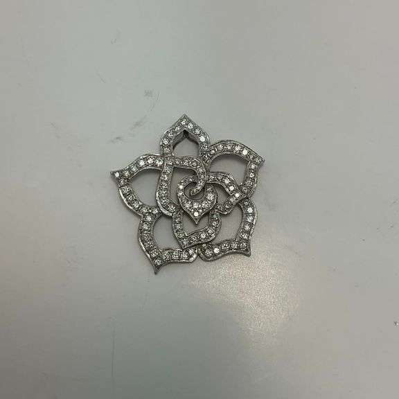 CERTIFIED 14K WHITE GOLD AND DIAMOND PENDANT