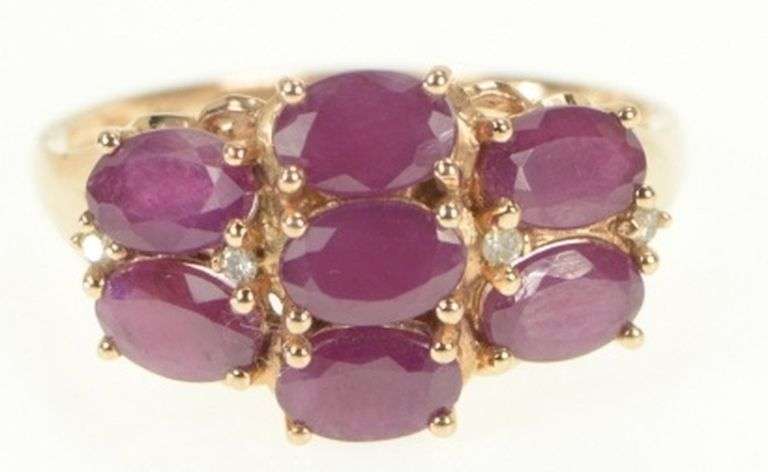 14K Rose Gold 4.06 Ctw Oval Ruby Diamond Cluster Statement Ring