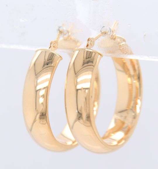 Nice Yellow Gold 6.2mm Gold Hoop Earrings