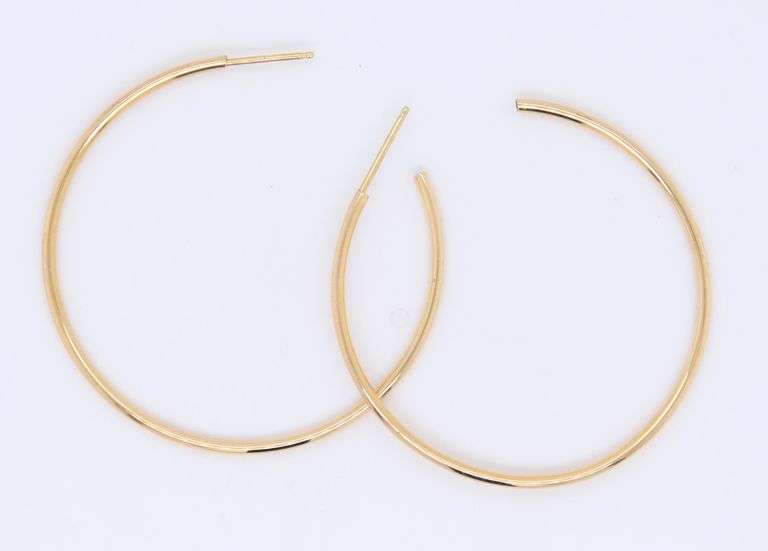 Simple Yellow Gold Hop Earrings