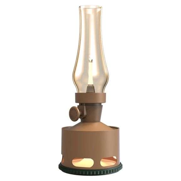 Khaki Cordless LED Oil Lamp Vintage Elegance