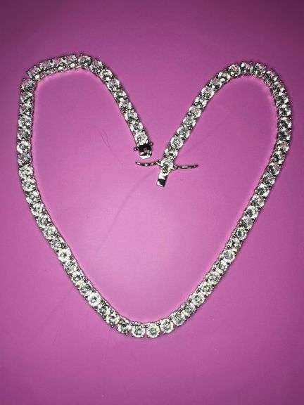 14 Kt White Gold Plate 74 Piece 103.5 Ct Simulated Diamond Necklace