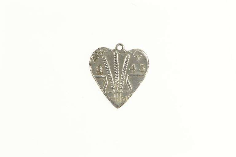 Sterling Silver 1943 Australian Coin Love Token Heart Charm/Pendant