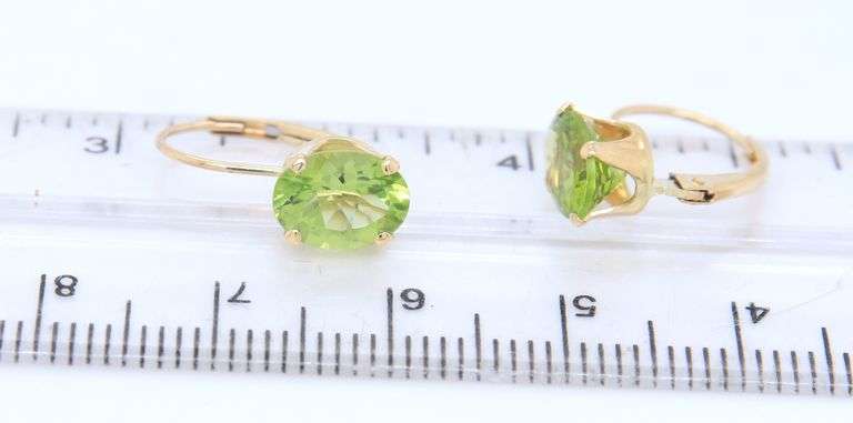 Fantastic Yellow Gold 2.70ctw Peridot Earrings