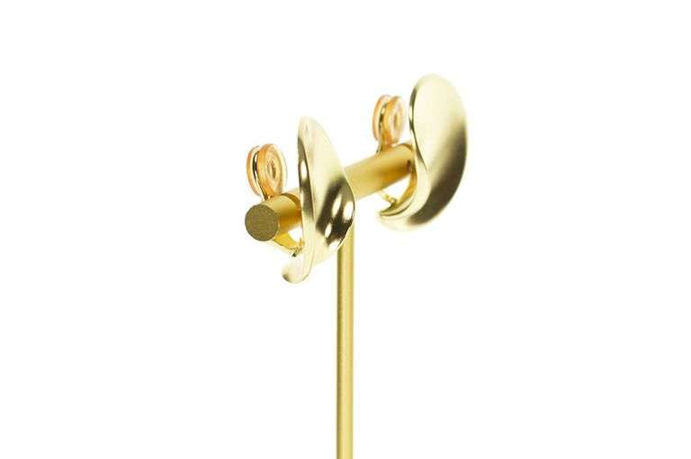 18K Yellow Gold Georg Jensen Designer Curvy Geometric Clip Earrings