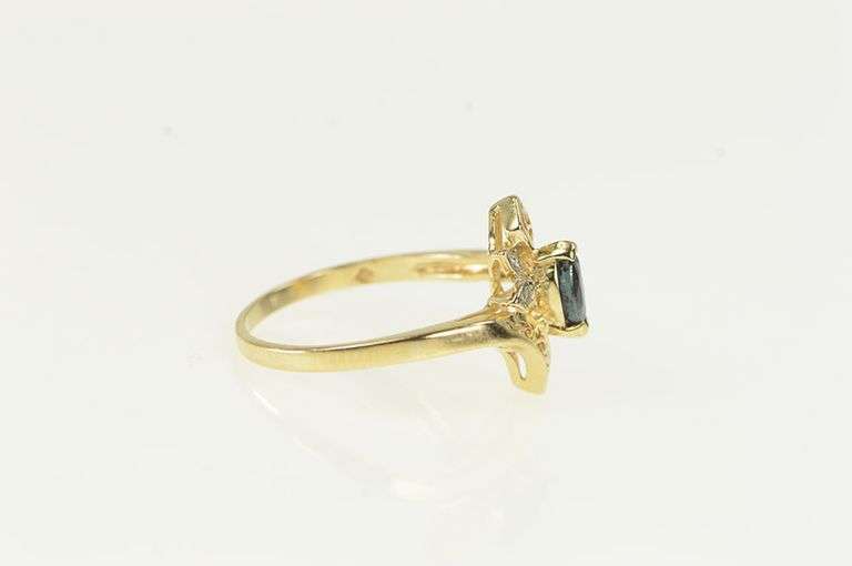 10K Yellow Gold Marquise Sapphire Diamond Bypass Ring