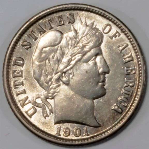 Choice Near Unc 1901 Barber Dime