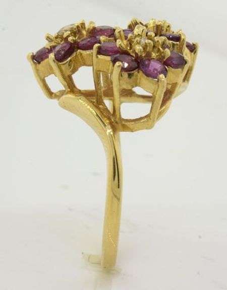 Such Pizzaz Flower Ruby & Diamond Ring, 14K