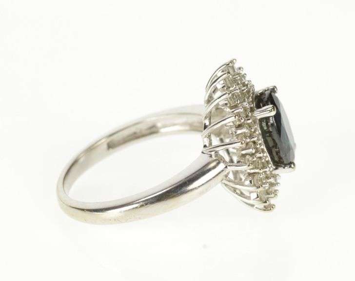 14K White Gold 1.35 Ctw Natural Sapphire Diamond Engagement Ring