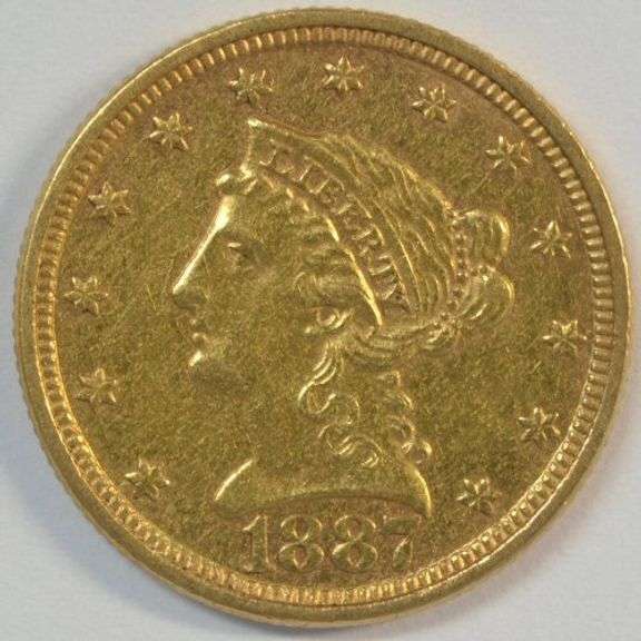 RARE RAZOR-SHARP reflective 1887 US $2.50 Liberty Gold Piece