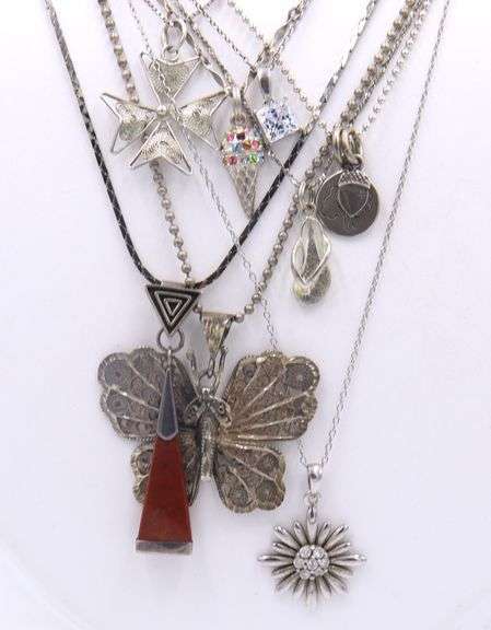 Big Group Lot of Vintage 925 Sterling Silver Necklaces