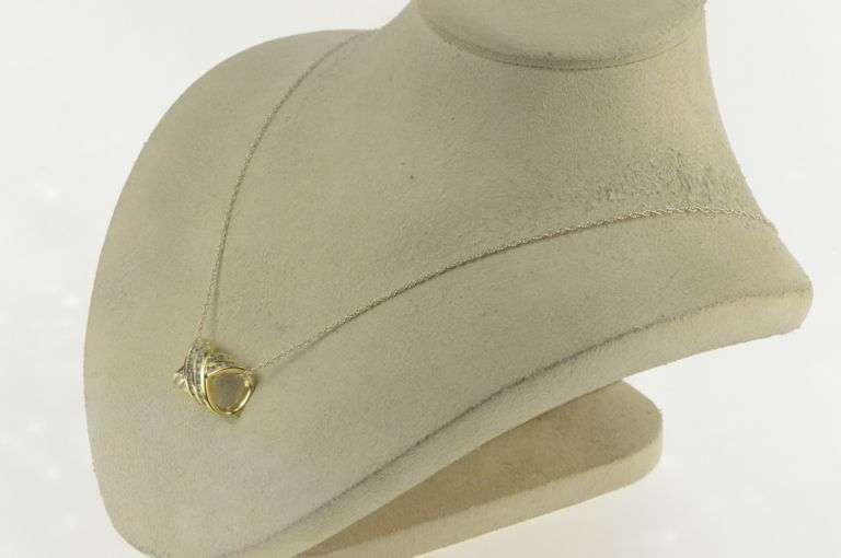 14K Yellow Gold 0.54 Ctw Criss Cross Diamond Channel Slide Pendant