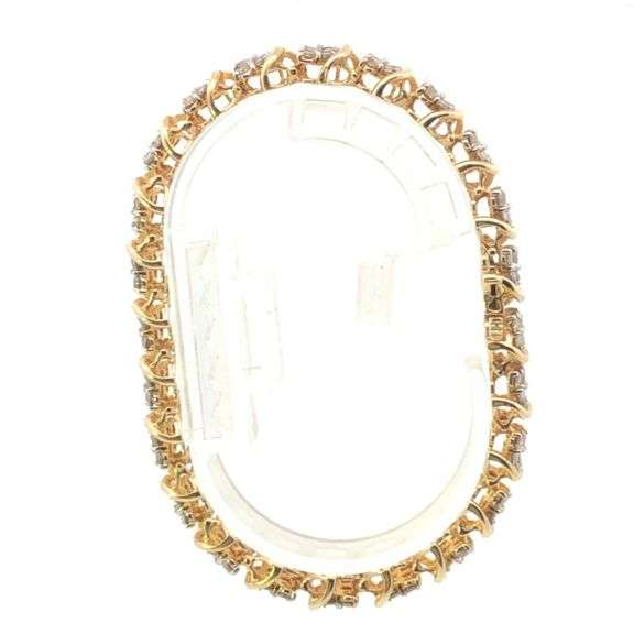 10K Yellow Gold 7.50 Ctw Cognac Diamond Wavy Bar Cluster Bracelet