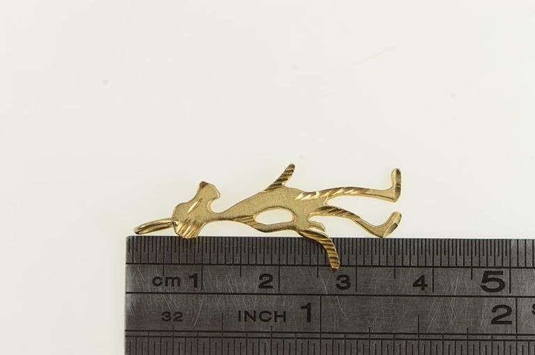 14K Yellow Gold Pink Panther Diamond Cut Vintage Charm/Pendant