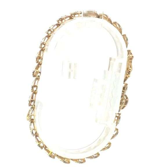 10K Yellow Gold Diamond Encrusted Heart Link Tennis Bracelet