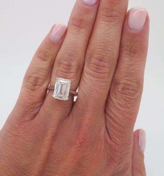 Certified 4.59CT Emerald Cut Diamond Solitaire Ring