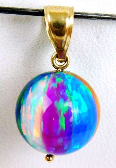 14K Multi-Colored Opal Beach Ball Pendant