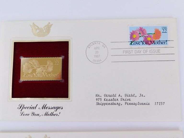 6 - 1987 1st Day Issue Covers/22KT Gold Stamps