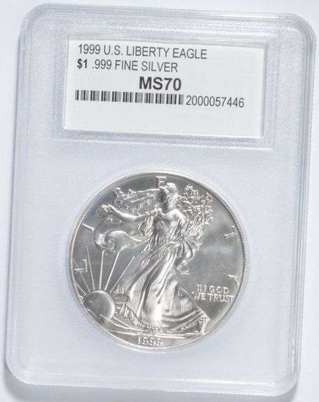 MS70 1999 American Silver Eagle - .999 Fine Silver - Graded PCC