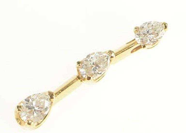 14K Yellow Gold 0.50 Ctw Pear Diamond Tiered Bar Drop Pendant