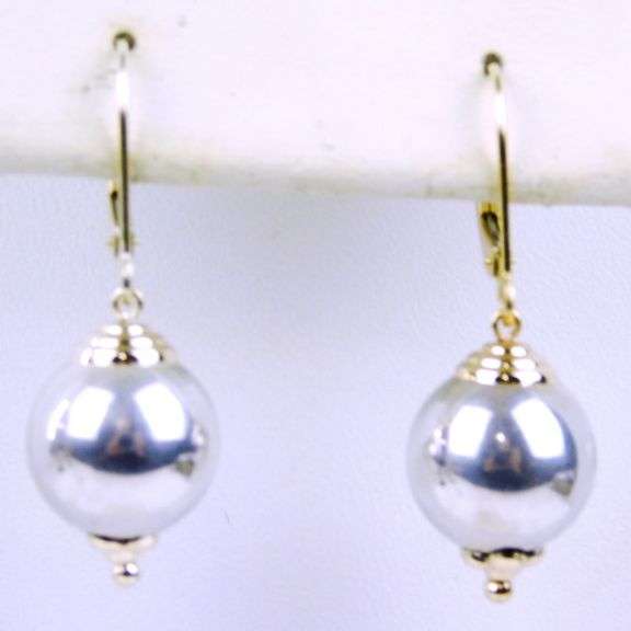 14K Gold & Sterling Bead Earrings